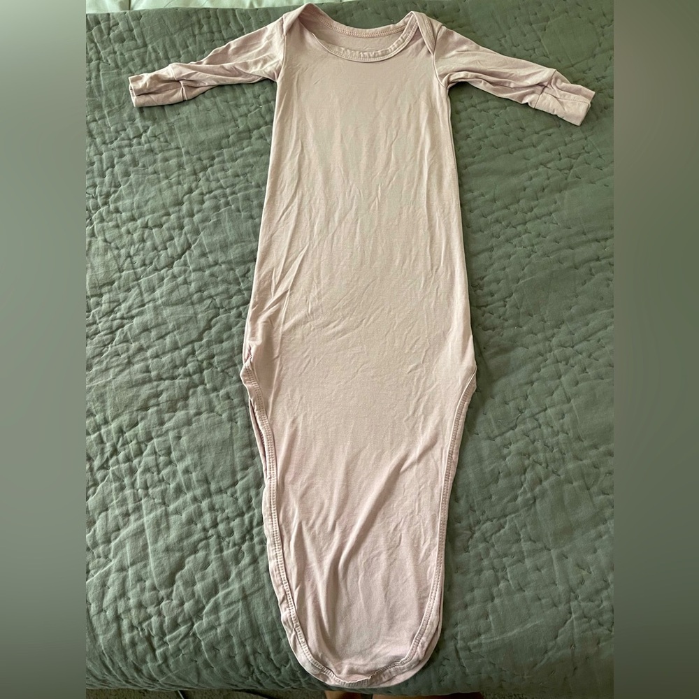 BestSoul Bamboo Baby Knotted Sleep Gown Soft Grayish Pink Pajamas 3-6 Months
